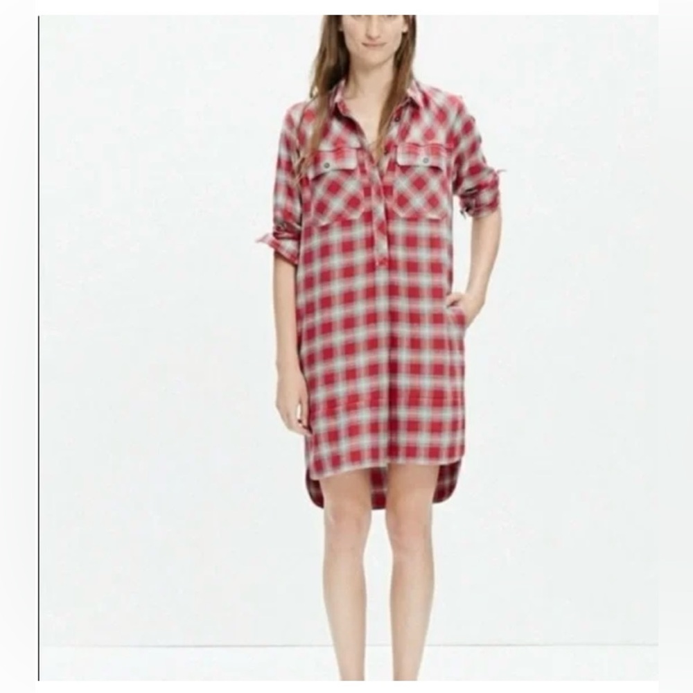 Madewell Plaid Flannel Long Sleeve Dress size medium